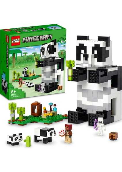® Minecraft Panda Barınağı 21245 - 8 Yaş ve Üzeri Çocuklar Için Panda Gibi Görünen ve Hareket Eden Oyuncak Yapım Seti (553 Parça)