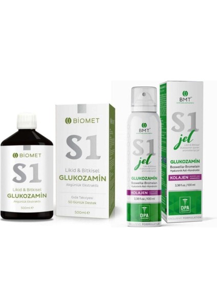 S1 Likit Glukozamin 500 Ml & S1 Masaj Jeli 100 Ml - 2'Li Set