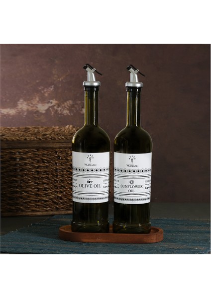 Stantsız Amber 2'li 750 ml Zeytinyağı ve Sıvıyağ Yağdanlık Şişesi Ayçiçekyağı,Yağlık