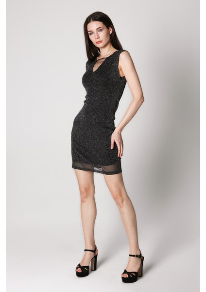 Kadın Simli Kolsuz Mini Elbise modelleri