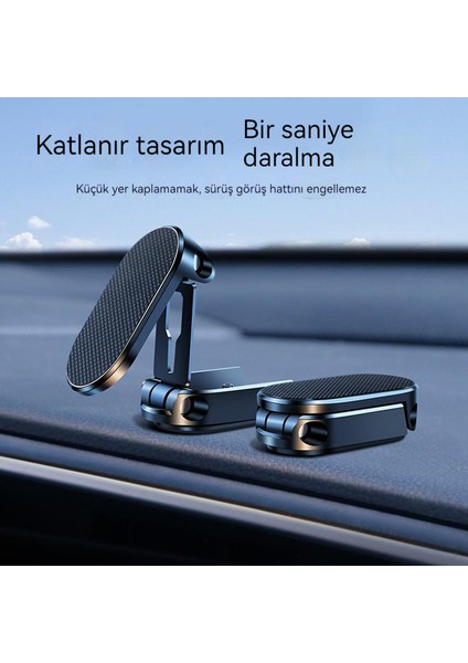 Güçlü Manyetik Rotasyon Çok Açılı Konumlandırma Yüksekliği Ayarlanabilir Alaşım Katlanır Araç Cep Telefonu Braketi fırsatları