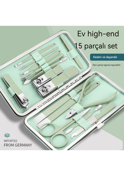 Paslanmaz Çelik Güzellik Tırnak Tırnak Tırnak 15 Aletleri Seti