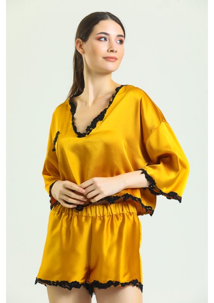 Dantel V Yaka Pijama Takım modelleri