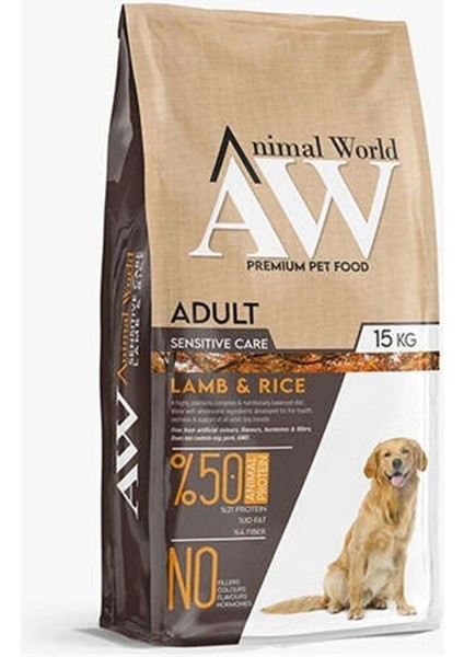 Animal World Adult Kuzu Eli Pirinçli Yetişkin Köpek Maması 15 kg