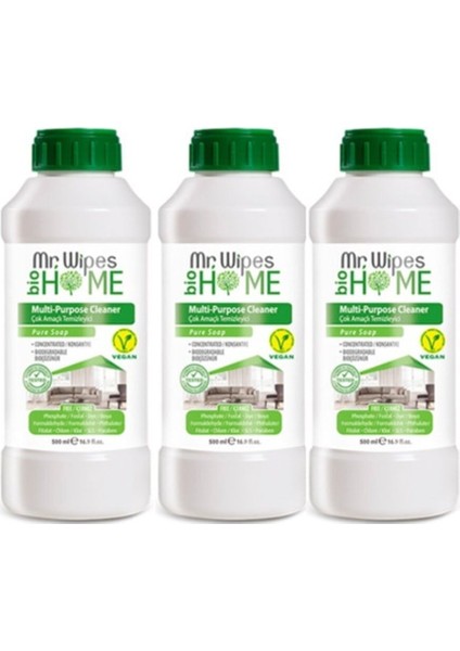 3 Adet Konsantre Çok Amaçlı Temizleyici Beyaz Sabun Kokulu 500 ml