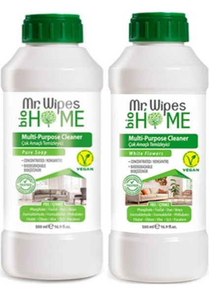 Konsantre Çok Amaçlı Temizleyici Çiçek Kokusu + Sabun Kokusu 500 ml. x 2 Adet