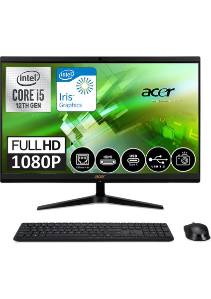 Aspire C24-1700 Intel Core I5 1235U 16GB 1tb SSD Windows 11 Pro 23.8" Fhd All In One Bilgisayar DQBJWEMWP009