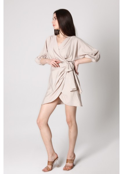Kadın Önden Bağlamalı Kruvaze Mini Elbise fiyatları