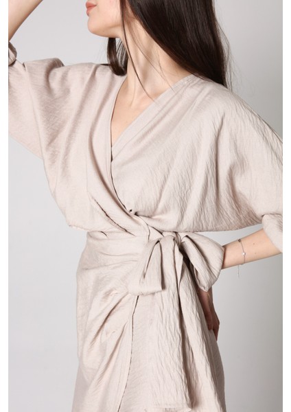 Kadın Önden Bağlamalı Kruvaze Mini Elbise indirimleri