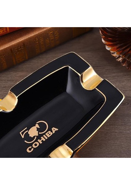 Cohiba 50.yıl Seramik Puro Küllüğü Siyah/gold 4lü modelleri