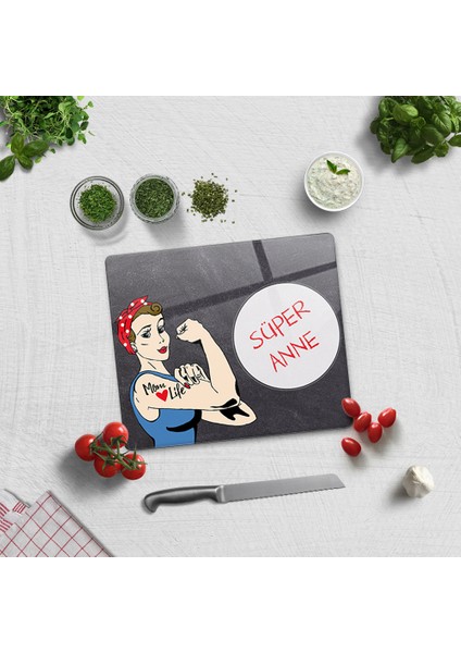 Süper Anne | Cam Kesme Tahtası - Cam Kesme Tablası | 29CM x 34CM