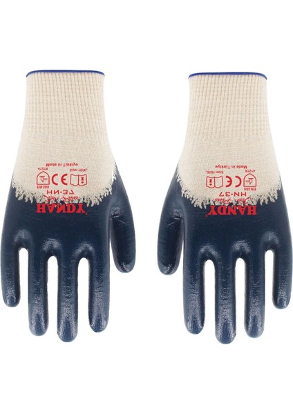 Handy Hn-37 Nitril Kaplama Usta Eldiveni Koruyucu Eldiven 6 Çift