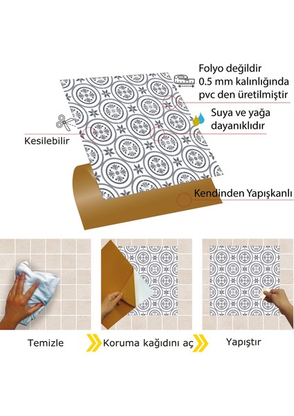 Kendinden Yapışkanlı Geometrik 039 Desenli Pvc Karo 30X30 cm (56 Adet) 5m2