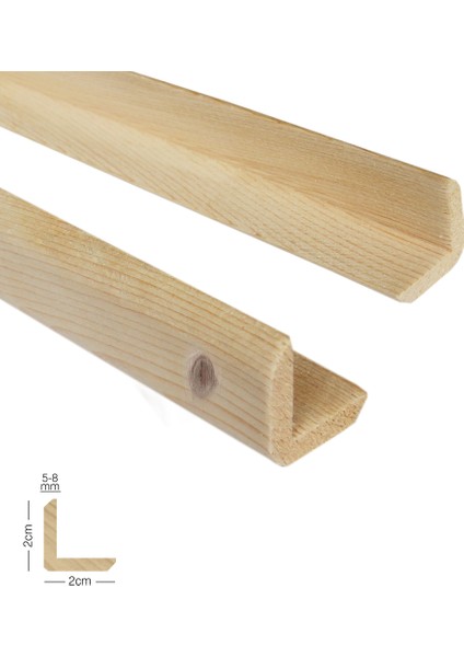 Ahşap L Profil 2,0 x 2,0 Cm LADİN SİLİNMİŞ