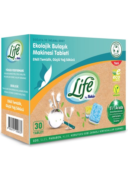 Life By Fakir Ekolojik Vegan Bulaşık Makinesi Deterjanı Tableti 30'lu