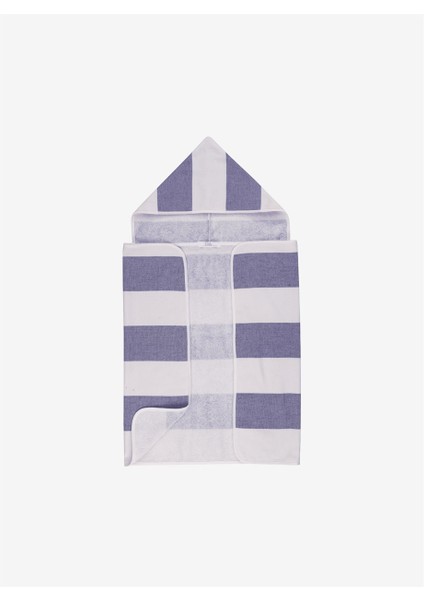 Stripy Hooded %100 Pamuk Bebek Havlusu Lacivert 60x90