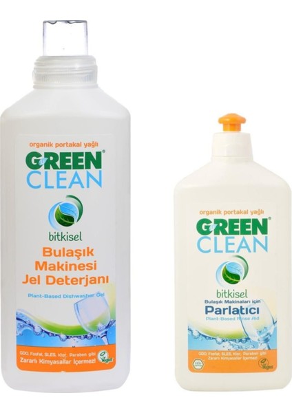 Green Clean Bitkisel Jel Bulaşık Makinesi Deterjanı + Parlatıcı Set