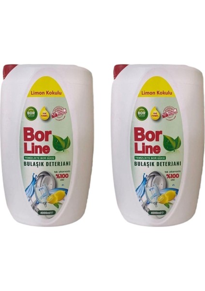 Bor Katkılı Sıvı Bulaşık Deterjanı 4lt Limon Kokulu 2 Adet
