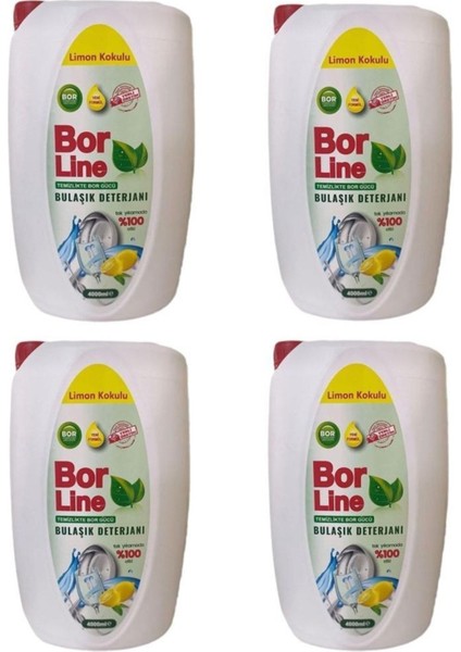 Bor Katkılı Sıvı Bulaşık Deterjanı 4 x 4 Lt Limon Kokulu