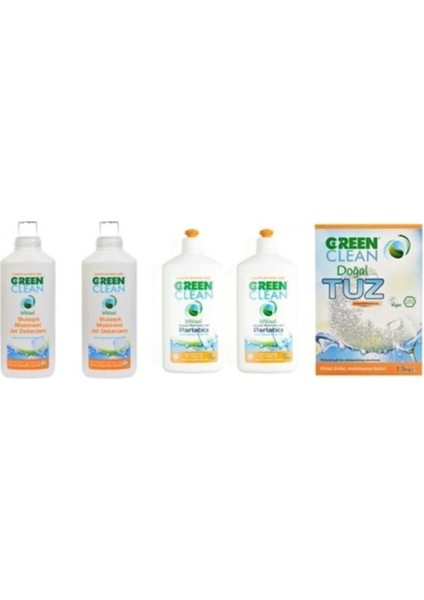 U Green Clean Jel Bulaşık Makinesi Deterjanı Parlatıcı Tuz Seti 3