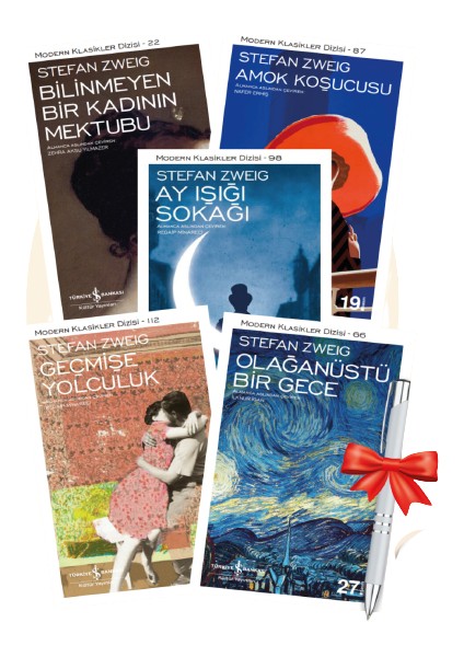 Amok Koşucusu-Olağanüstü Bir Gece -Ay Işığı Sokağı -Geçmişe Yolculuk - Stefan Zweig 5'li Kitap Seti + Titanic Tükenmez Kalem