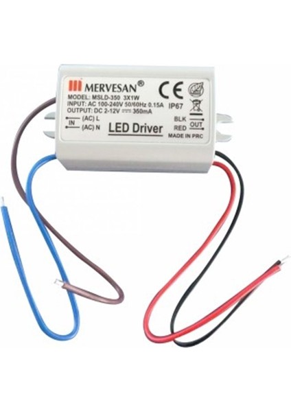 MTD-350 2-12 Volt 350 Ma IP67 LED Sürücü
