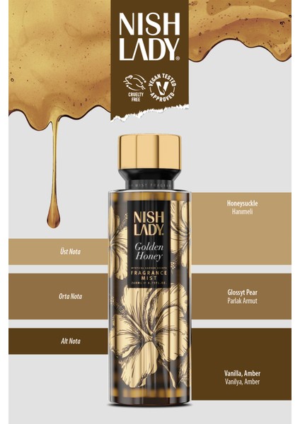Nishlady Kadın Vücut Spreyi Golden Honey 260 ml