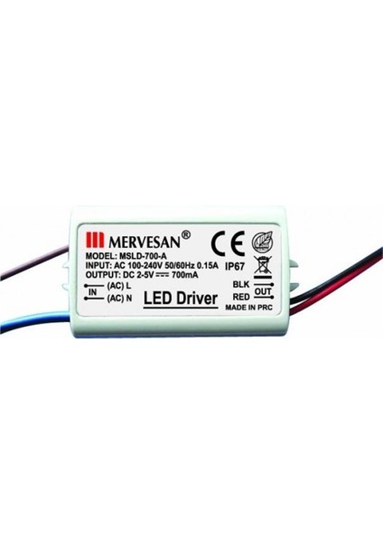 MTD-700 2-5 Volt 700 Ma IP67 LED Sürücü