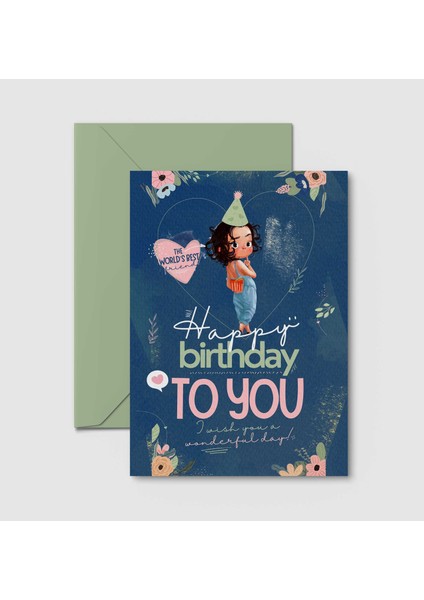 Kartpostal - Tebrik Kartı & Zarf doğumgünü Happy Birthday Doğum Günü