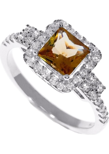 Kadın Kare Sultanit Taşlı Gümüş Yüzük