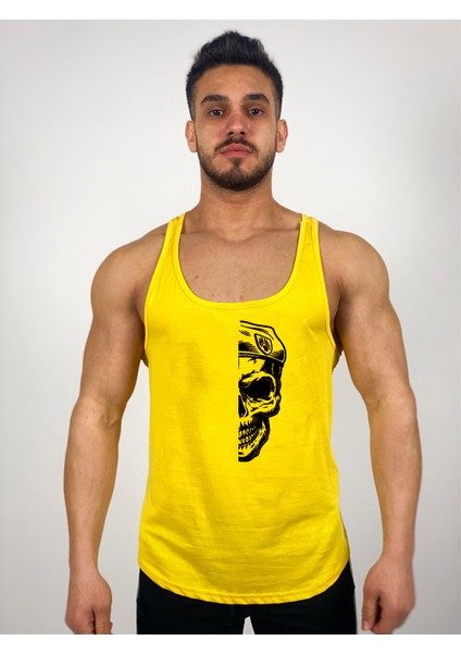 Yarım Kurukafa Baskılı Fitness Atlet
