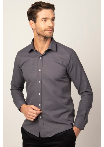 Modern Fit Uzun Kol Armürlü Kravatlık Erkek Gömlek fiyatları