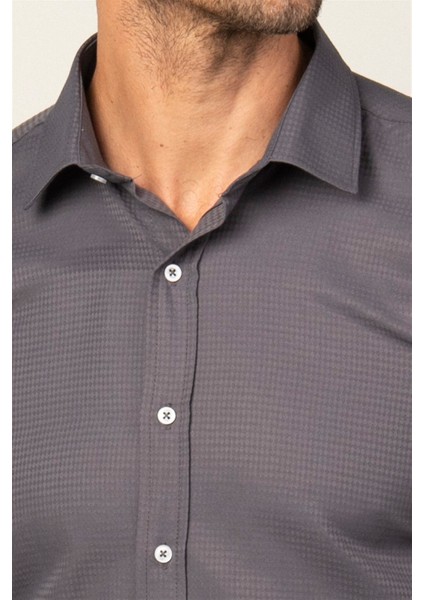 Modern Fit Uzun Kol Armürlü Kravatlık Erkek Gömlek modelleri