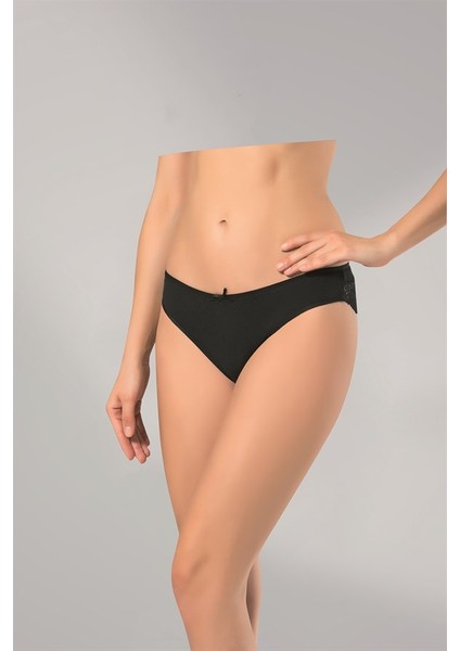 Kadın Basic Hipster Slip Kalıp Kilot Elastan Kumaş 6'lı Paket Siyah 299
