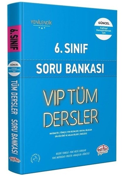 Editör Yayınları 6. Sınıf Vıp Tüm Dersler Soru Bankası - Mavi Kitap