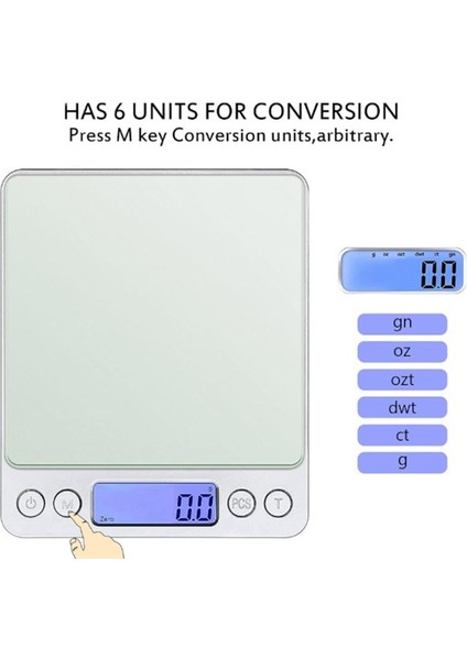 Dijital Hassas Mutfak Terazisi Hassas Tartı 2000 Gr./0.1 Gr. Hassasiyet