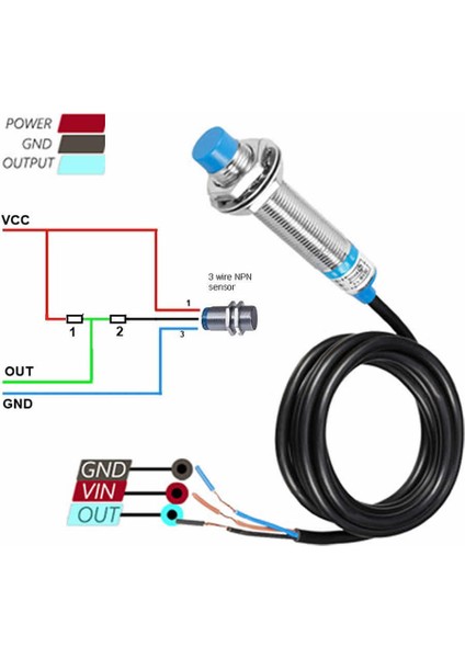 J12A3-4-Z/BY Endüktif 4mm Metal Algılayıcı Sensör Pnp No Temassız Proximity 3 Telli Dc 6V-36V