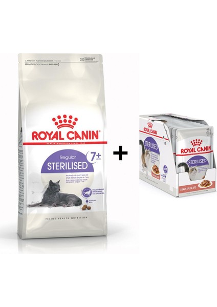 +7 Yaş Üzeri Kısırlaştırılmış Kedi Maması 1,5 kg + 12 Adet Yaş Mama