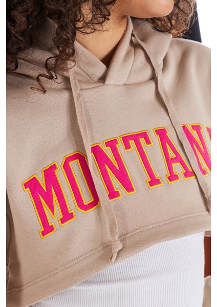 - Bej Kapüşonlu Crop Sweatshirt - Alda | 160465-3 fırsatları