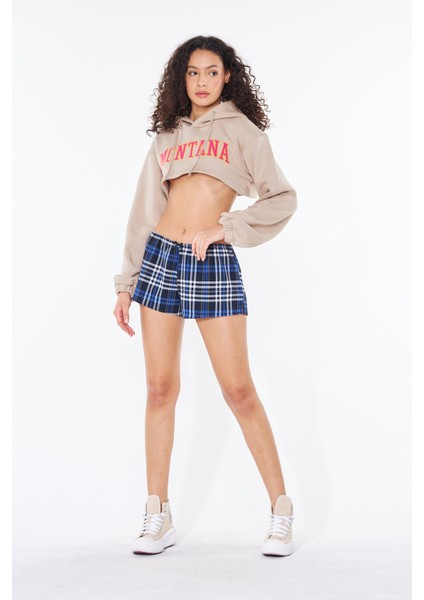- Bej Kapüşonlu Crop Sweatshirt - Alda | 160465-3 indirimleri