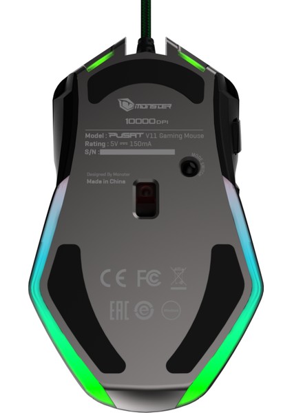 V11 10000 DPI 8 Tuşlu Kablolu RGB Oyuncu Mouse - Siyah