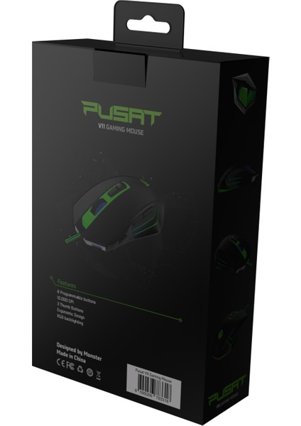 V11 10000 DPI 8 Tuşlu Kablolu RGB Oyuncu Mouse - Siyah