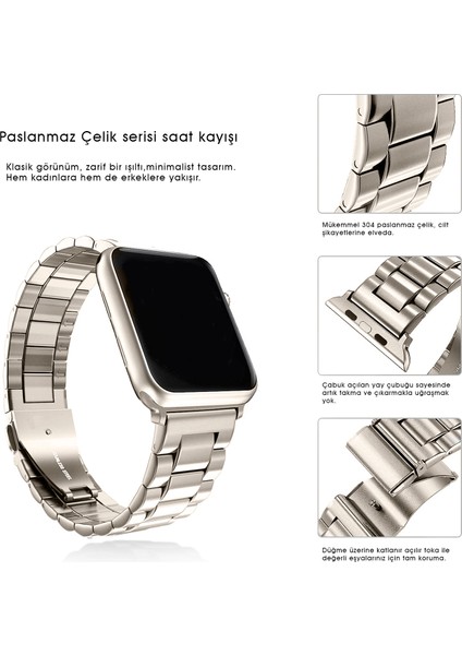 Kip GSM Apple Watch Ultra/Ultra 2 Kordon 49MM 44MM 45MM 42MM 41MM 40MM 38MM Metal Klasik Kordon Apple Watch Serisi 9 8 7 6 5 4 3 2 1 Se Titanyum Ayarlama Aparatlı Paslanmaz Kordon