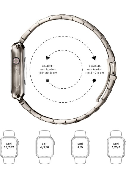 Kip GSM Apple Watch Ultra/Ultra 2 Kordon 49MM 44MM 45MM 42MM 41MM 40MM 38MM Metal Klasik Kordon Apple Watch Serisi 9 8 7 6 5 4 3 2 1 Se Titanyum Ayarlama Aparatlı Paslanmaz Kordon