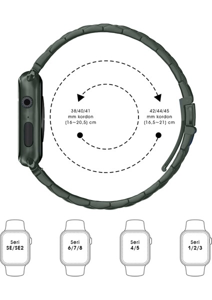 Kip GSM Apple Watch Uyumlu Kordon 38MM 40MM 41MM 42MM 44MM 45MM 49MM 1/2/3/4/5/6/se/7/8/ultra Metal Kordon Ayarlama Aparatlı