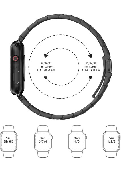 Kip GSM Apple Watch Ultra/Ultra 2 Kordon 49MM 44MM 45MM 42MM 41MM 40MM 38MM Metal Klasik Kordon Apple Watch Serisi 9 8 7 6 5 4 3 2 1 Se Titanyum Ayarlama Aparatlı Paslanmaz Kordon