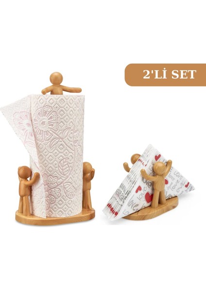 Flora Bay Kağıt Havluluk ve Peçetelik 2'li Set (Meşe Görünümlü)
