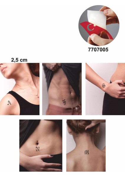 Alfabe Gotik Harfler Hint Kınası ile Geçici Dövme Yapma Seti