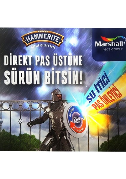 MARSHALL HAMMERİTE PAS ÖNLEYİCİ PÜRÜZSÜZ METAL BOYASI GRİ 2,5 LT