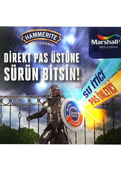 MARSHALL HAMMERİTE SU İTİCİ PAS ÖNLEYİCİ ÇEKİÇLENMİŞ METAL BOYASI AÇIK MAVİ 0,75 LT